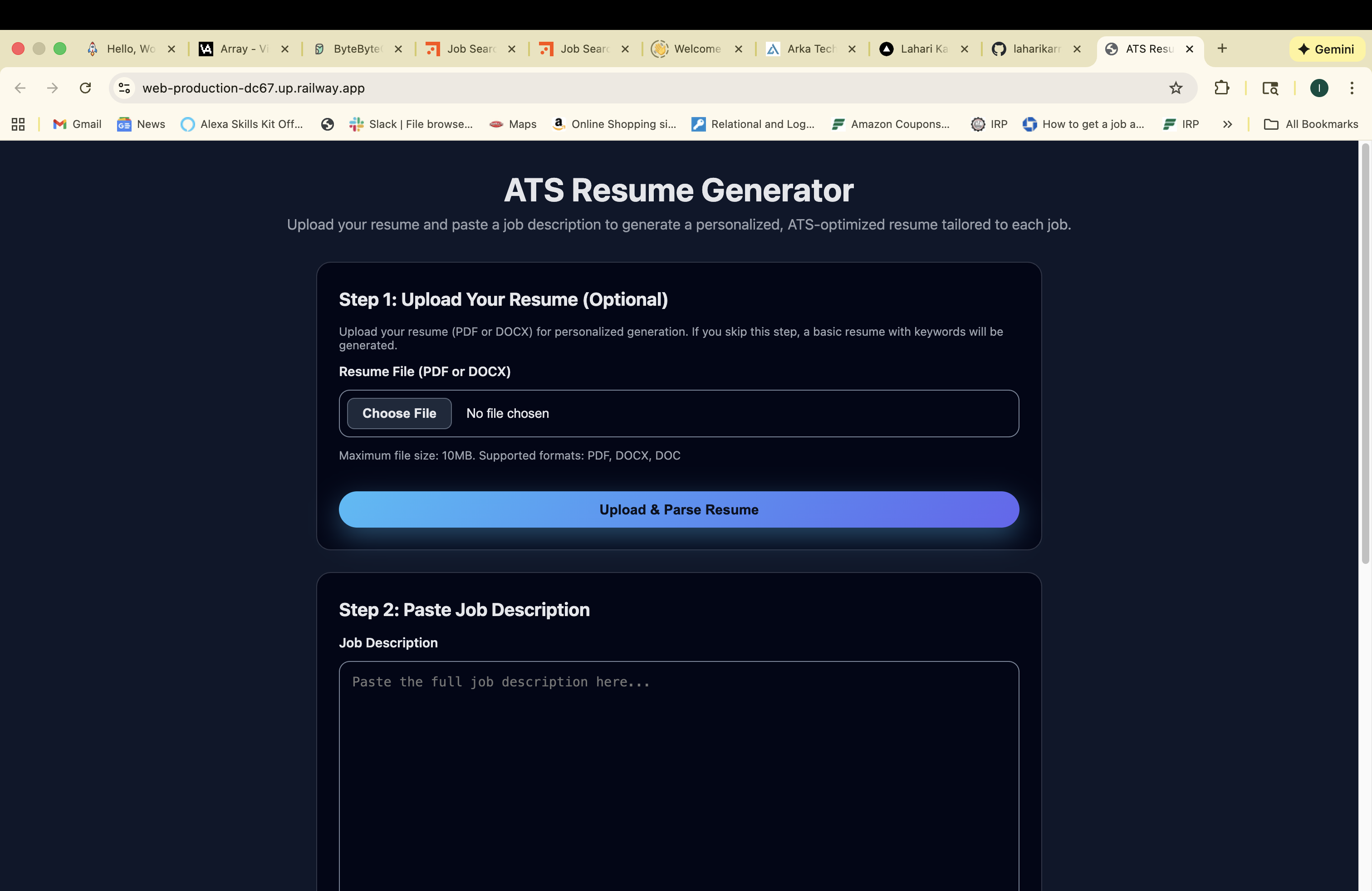 ATS-Personalized Resume Generator